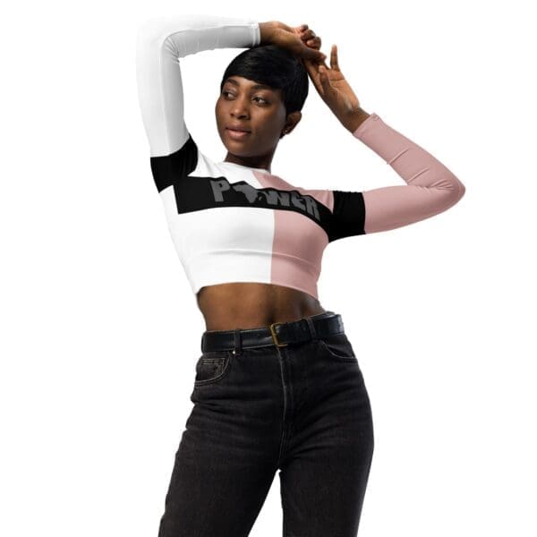 Black Power long-sleeve crop top - Image 2