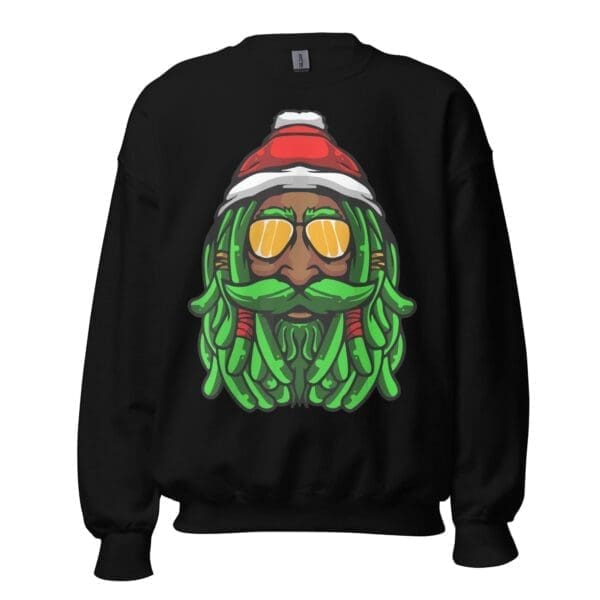 Rasta Claus Black Santa Crewneck Sweatshirt - Image 5