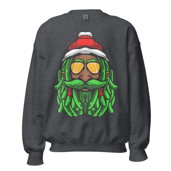 Rasta Claus Black Santa Crewneck Sweatshirt - Image 8