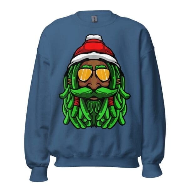 Rasta Claus Black Santa Crewneck Sweatshirt - Image 9