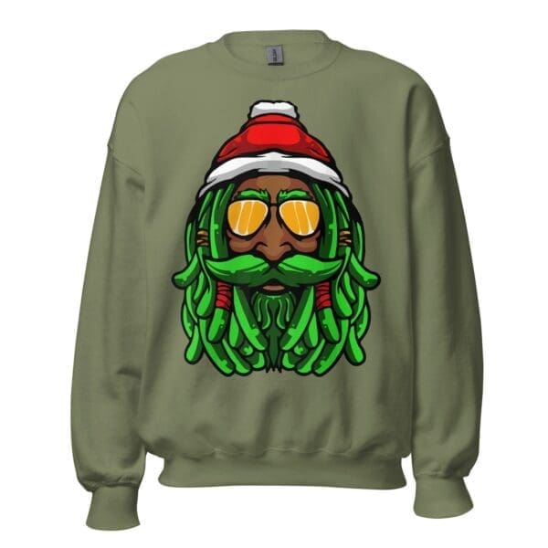 Rasta Claus Black Santa Crewneck Sweatshirt - Image 10