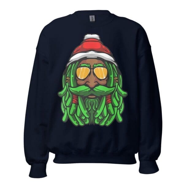 Rasta Claus Black Santa Crewneck Sweatshirt - Image 6