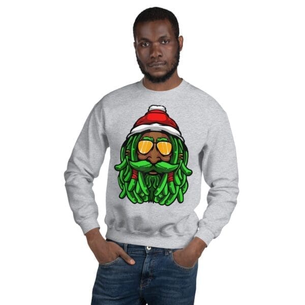 Rasta Claus Black Santa Crewneck Sweatshirt - Image 4