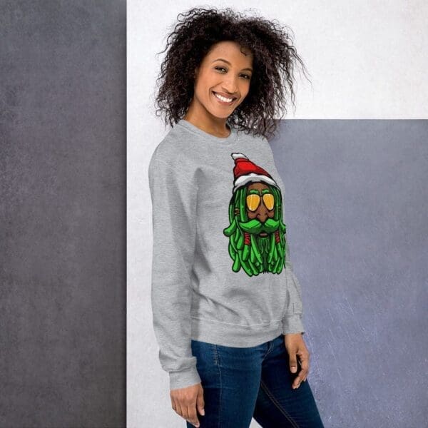 Rasta Claus Black Santa Crewneck Sweatshirt - Image 3