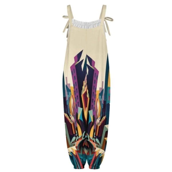 City Skyline Abstract Print Womens Romper Back View