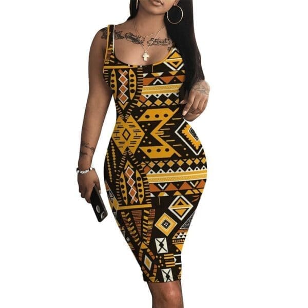 African Tribal Abstract Custom All Over Print Women's Tank Dress - Stylish Sleeveless Dress