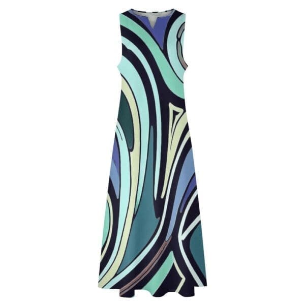 Abstract Print Women's Sleeveless Maxi Dress - Front View