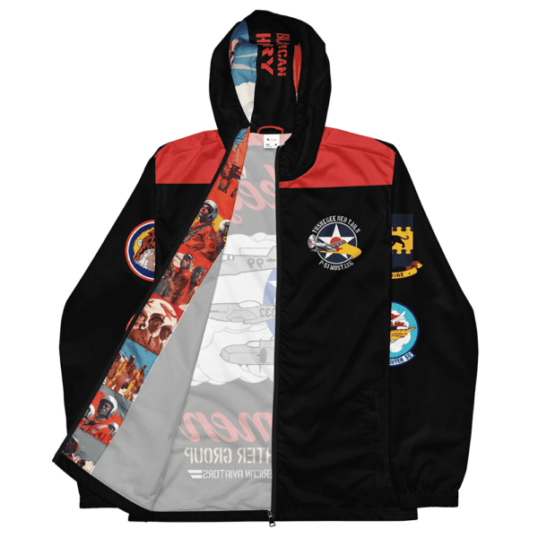 Tuskegee Airmen Windbreaker - Model Wearing: Memorial Day, Fathers Day, and Black History Month gift idea