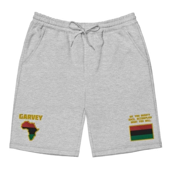 Marcus Garvey Embroidered Men's Fleece Shorts - Front View