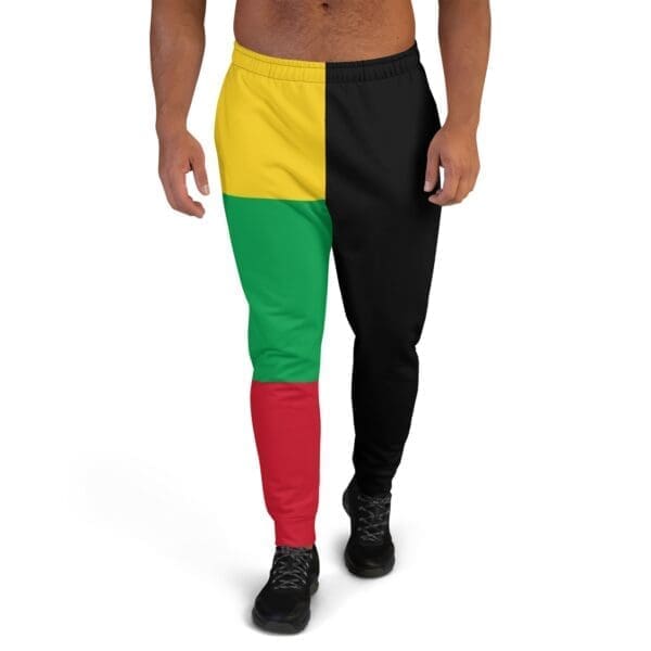 Man-wearing-color-block-mens-joggers