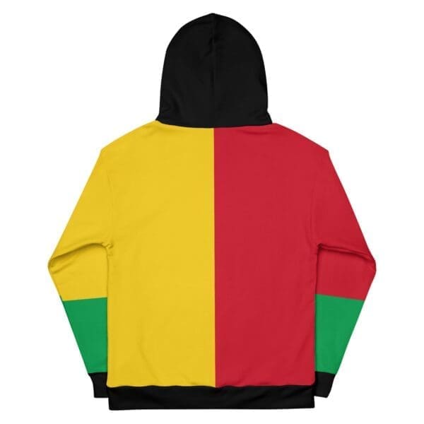 Flat lay of Color Block Unisex Hoodie showing front and back design