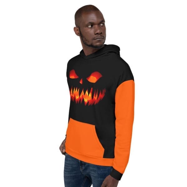 Jack O' Lantern Hoodie close-up of vibrant print