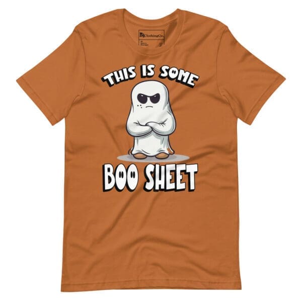 Close-up of the Boo Sheet design on Funny Halloween Shirt