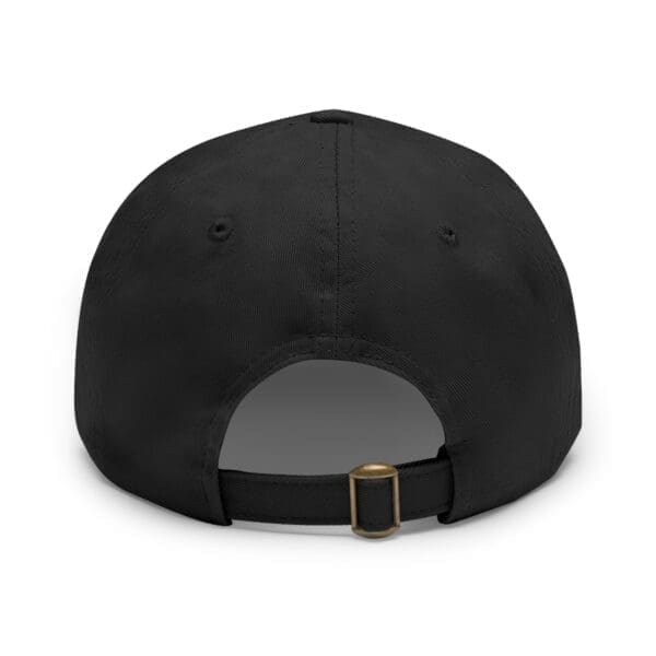 Black Card Leather Patch Hat on a white background