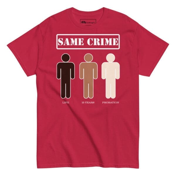 Unfair criminal sentences depicted on stylish tee