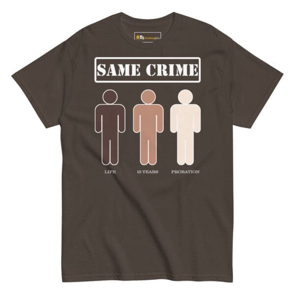 Unfair criminal sentences depicted on stylish tee