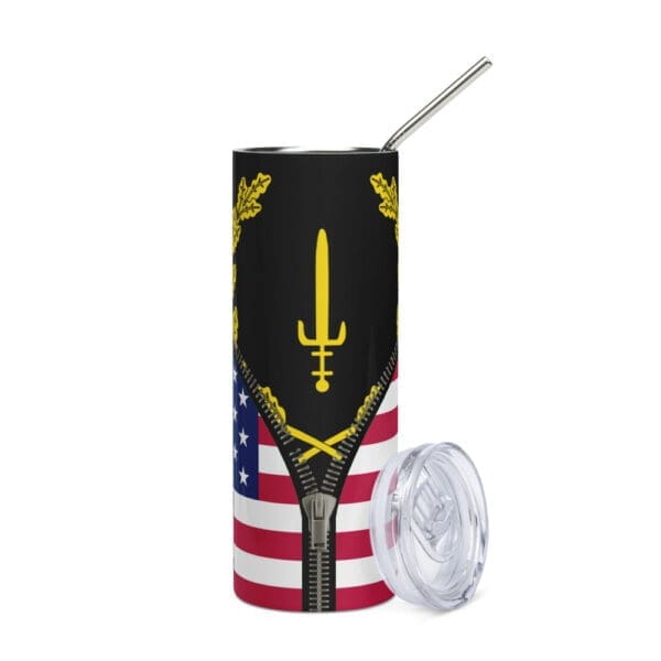 Patriotic tumbler with Black American flag design