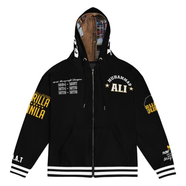 Muhammad Ali Zip-Up Hoodie featuring Rumble in the Jungle design