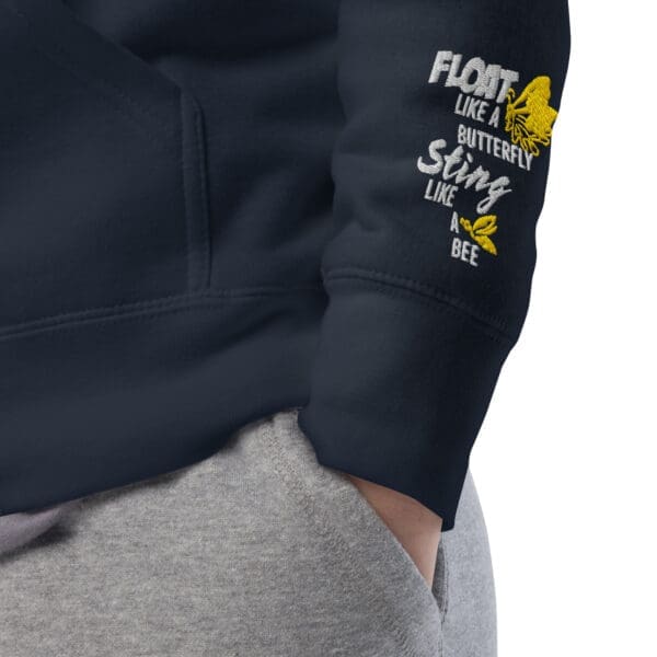 Navy blazer hoodie featuring Muhammad Ali, a piece of Black history apparel.