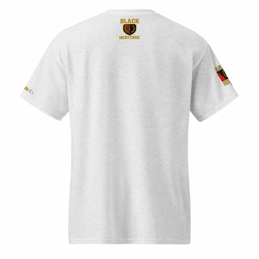 Black American Heritage Flag t-shirt in ash, back view, DryBlend moisture-wicking fabric