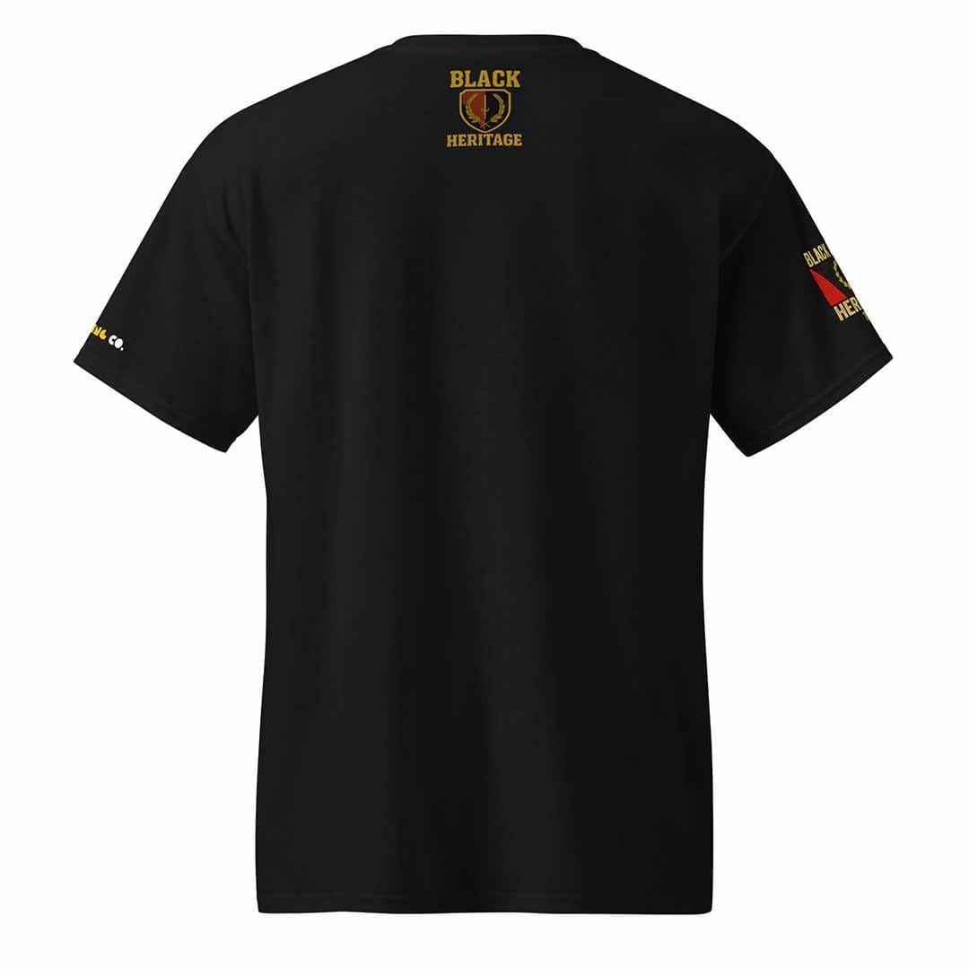 Black American Heritage Flag t-shirt in black, back view, performance wear