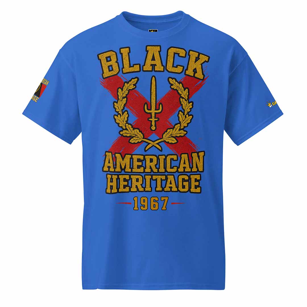 Black American Heritage Flag t-shirt in royal, front view, classic fit