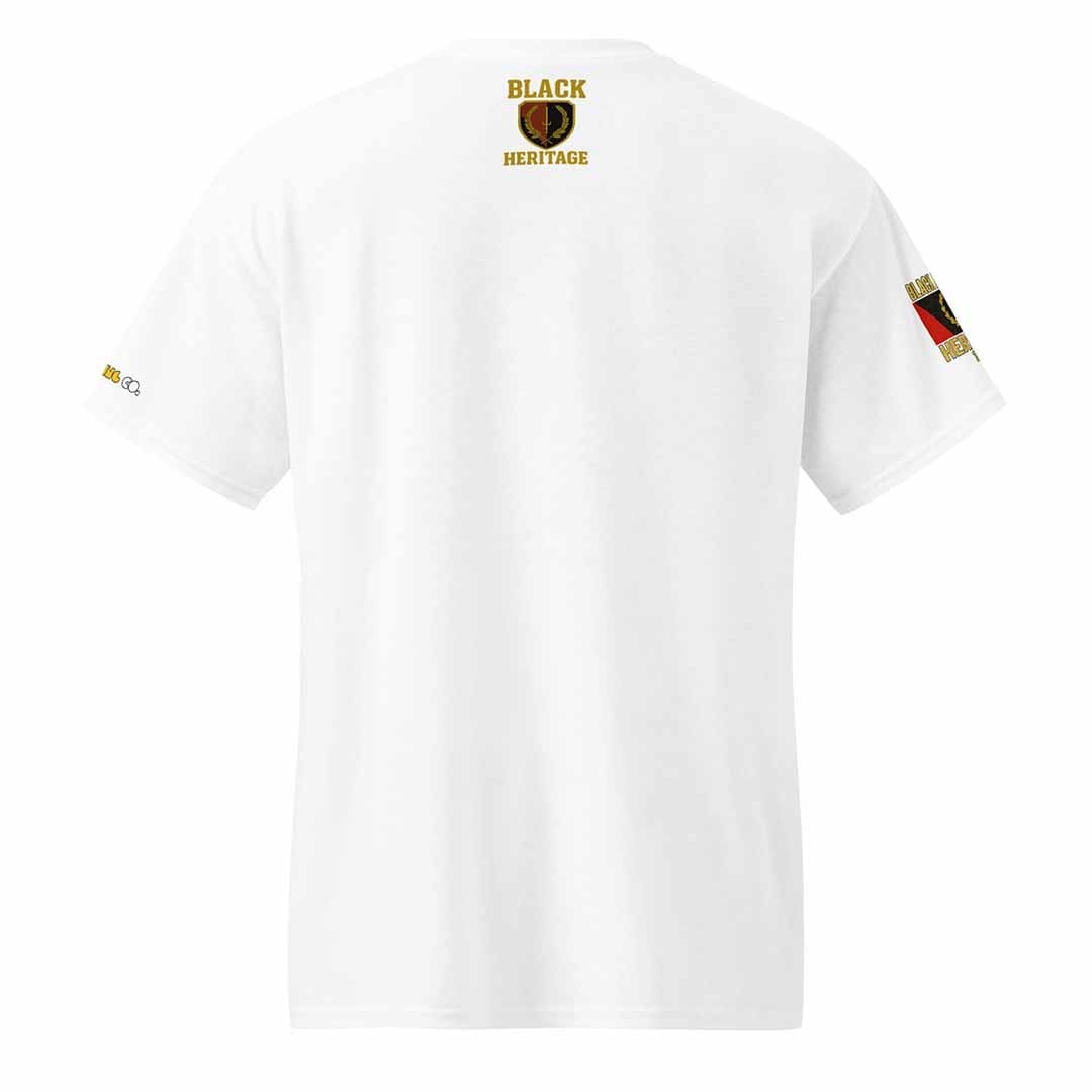 Black American Heritage Flag t-shirt in white, back view, moisture-wicking