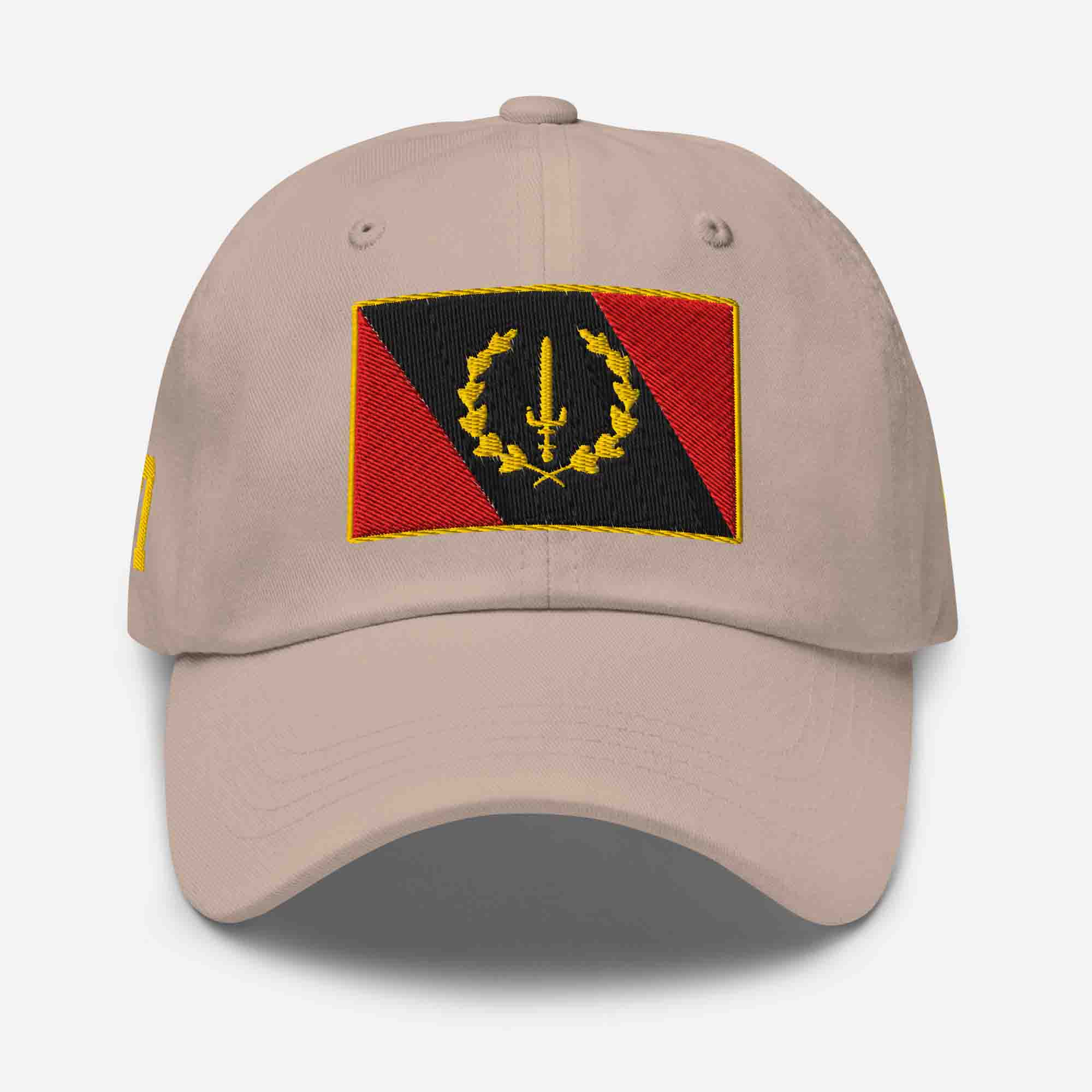 Front view of the Embroidered Black American Heritage Flag Dad Hat in stone, showing the central flag design.