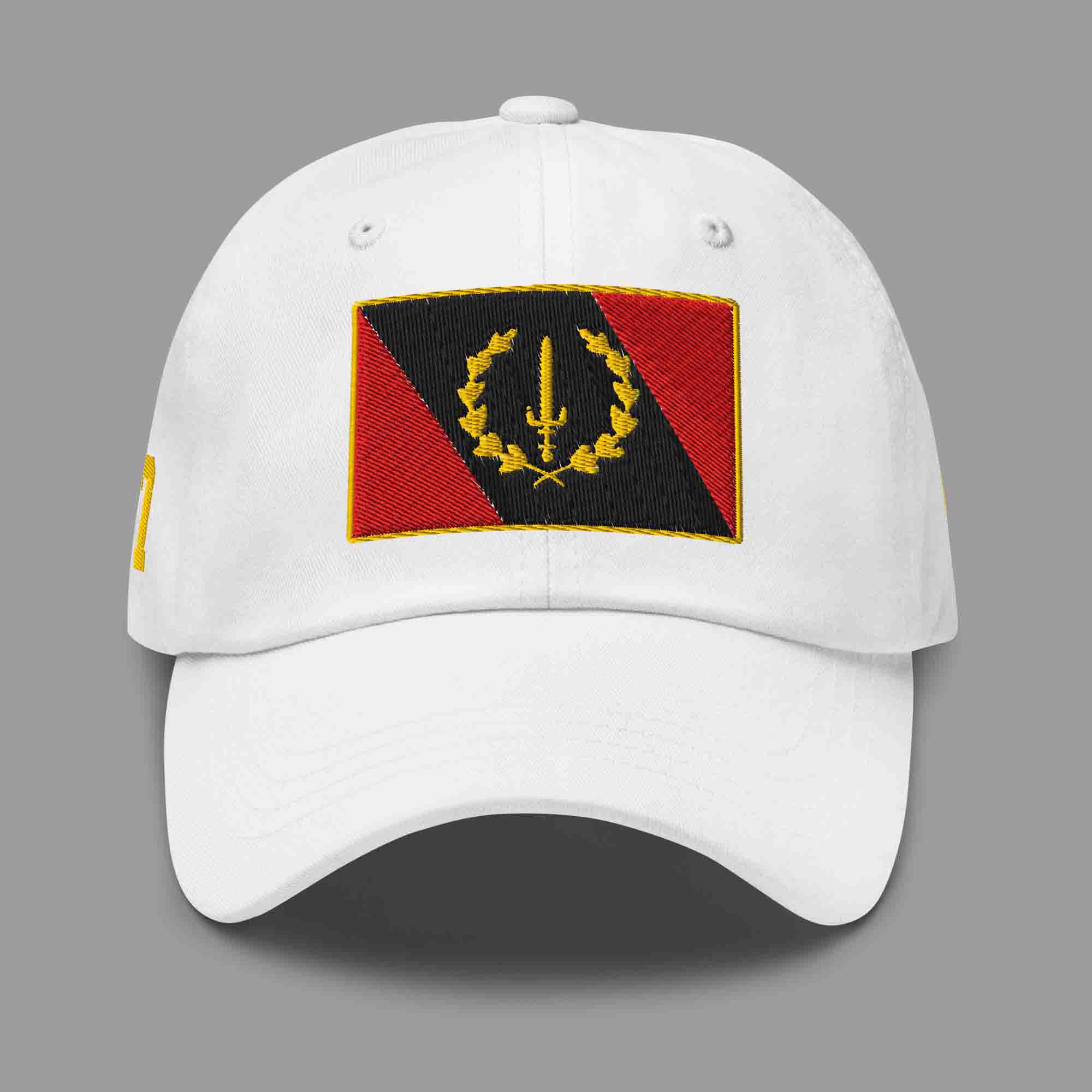 Front view of the Embroidered Black American Heritage Flag Dad Hat in stone, showing the central flag design.